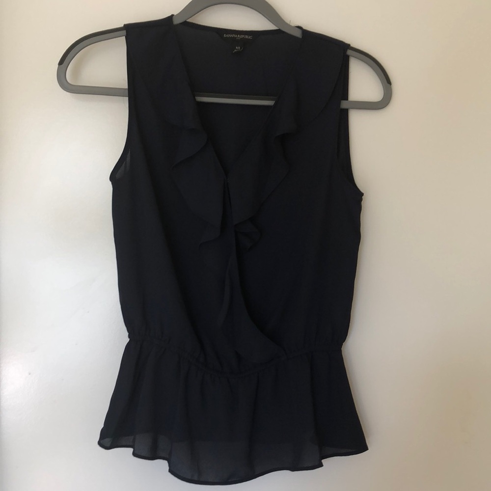 Silky ruffle front blouse